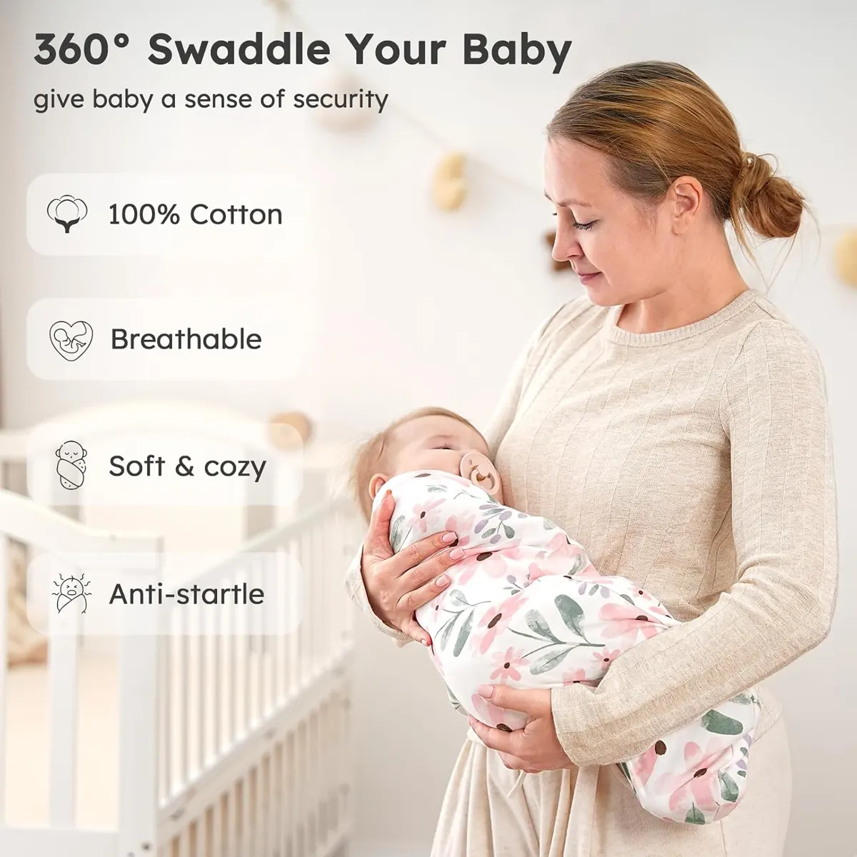 Adjustable Cotton Swaddle 3 Pack image 5