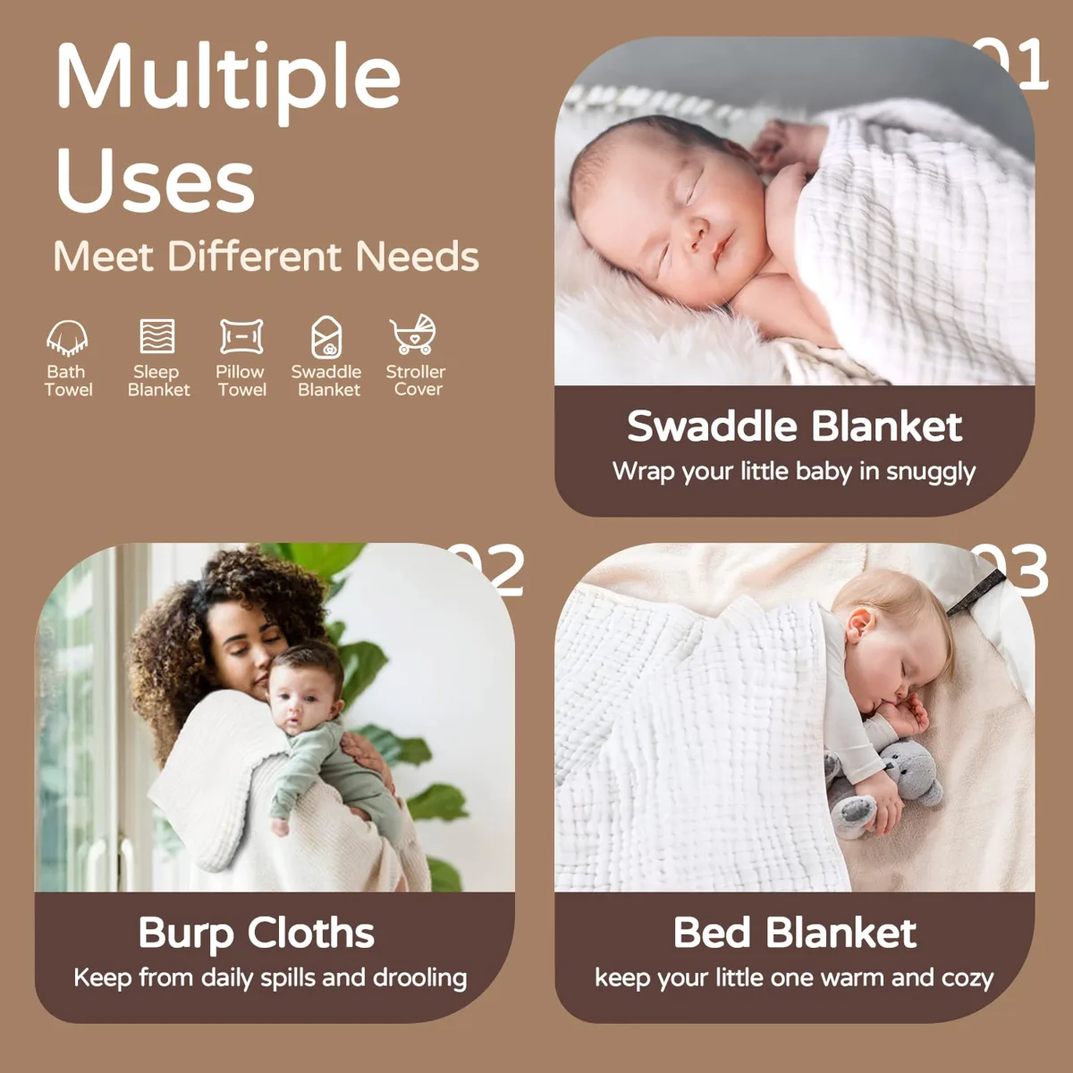 Hooded Muslin Baby Towel image 4