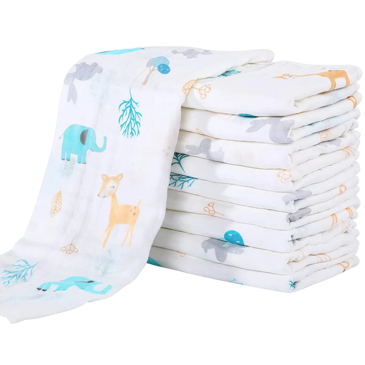 Yoofoss Muslin Burp Cloths 10 Pack, reference B088RBY8Y5, gallery image 6