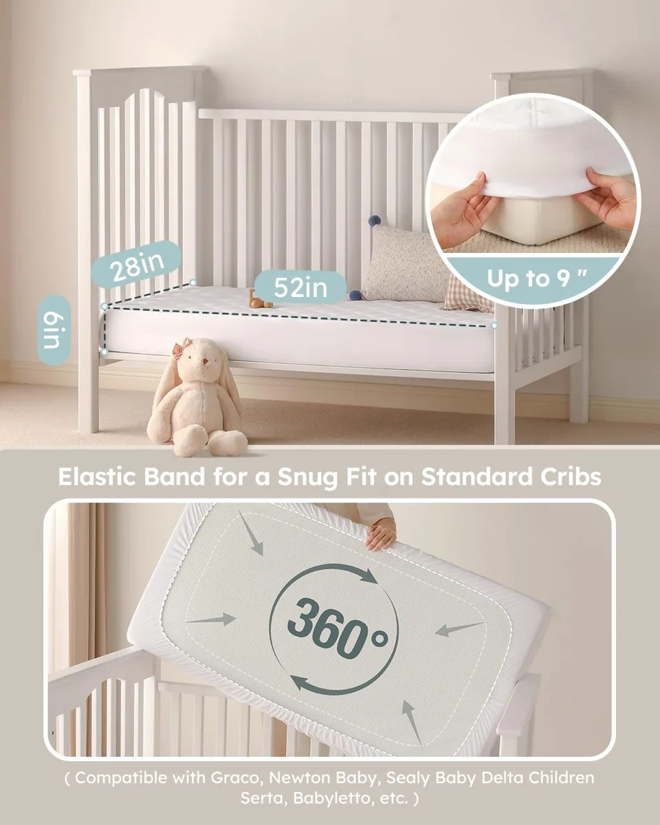 Yoofoss Waterproof Crib Mattress Protector, reference B07PB9DJ4F, gallery image 6