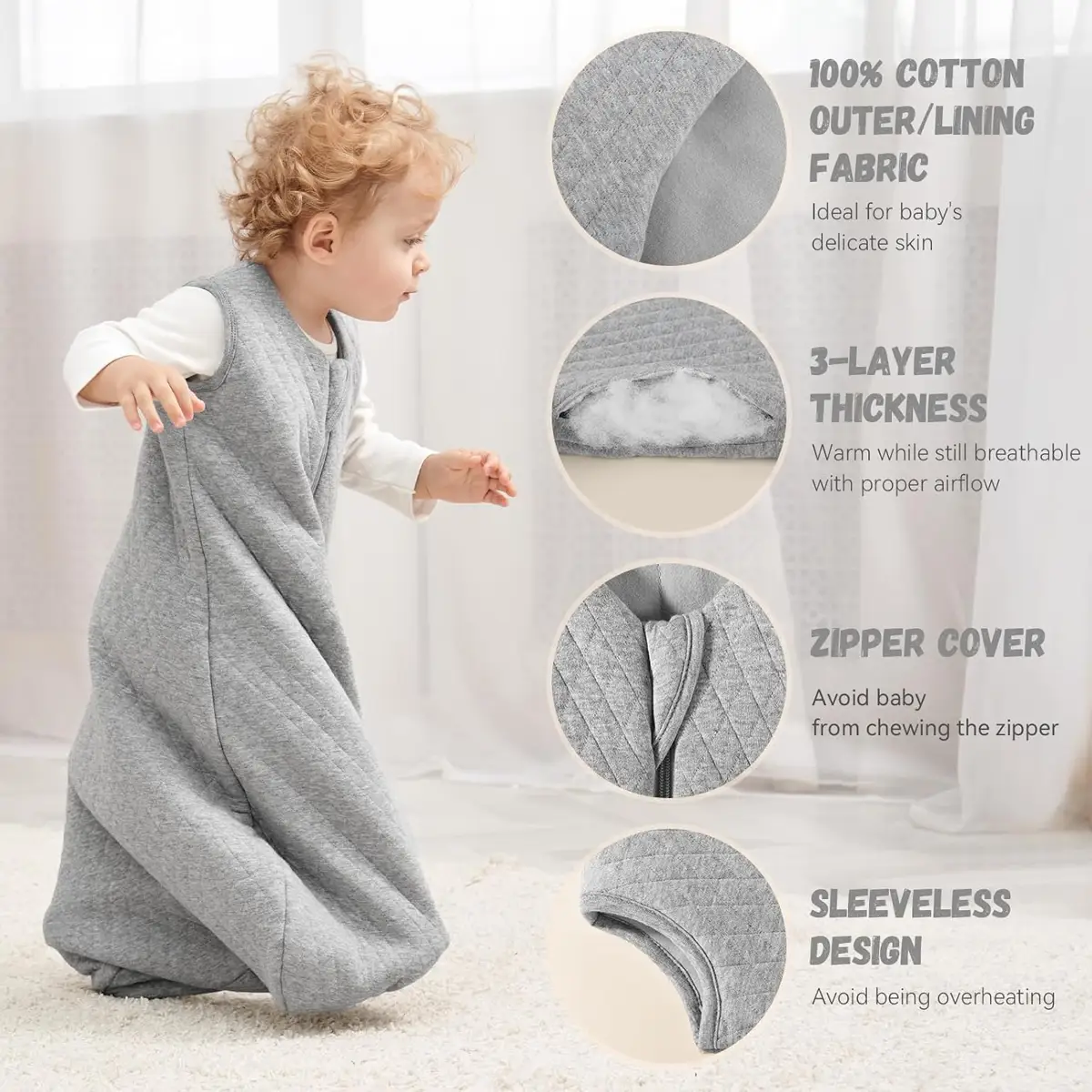 Yoofoss Winter Quilted Sleep Sack 2.5 TOG, reference B0CCVS9HFX, gallery image 10